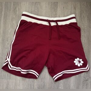 Maroon Athletic Shorts with White Accents
